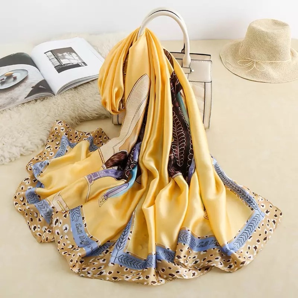 Large Silky Satin Scarf Shawl - Picture 2 of 3